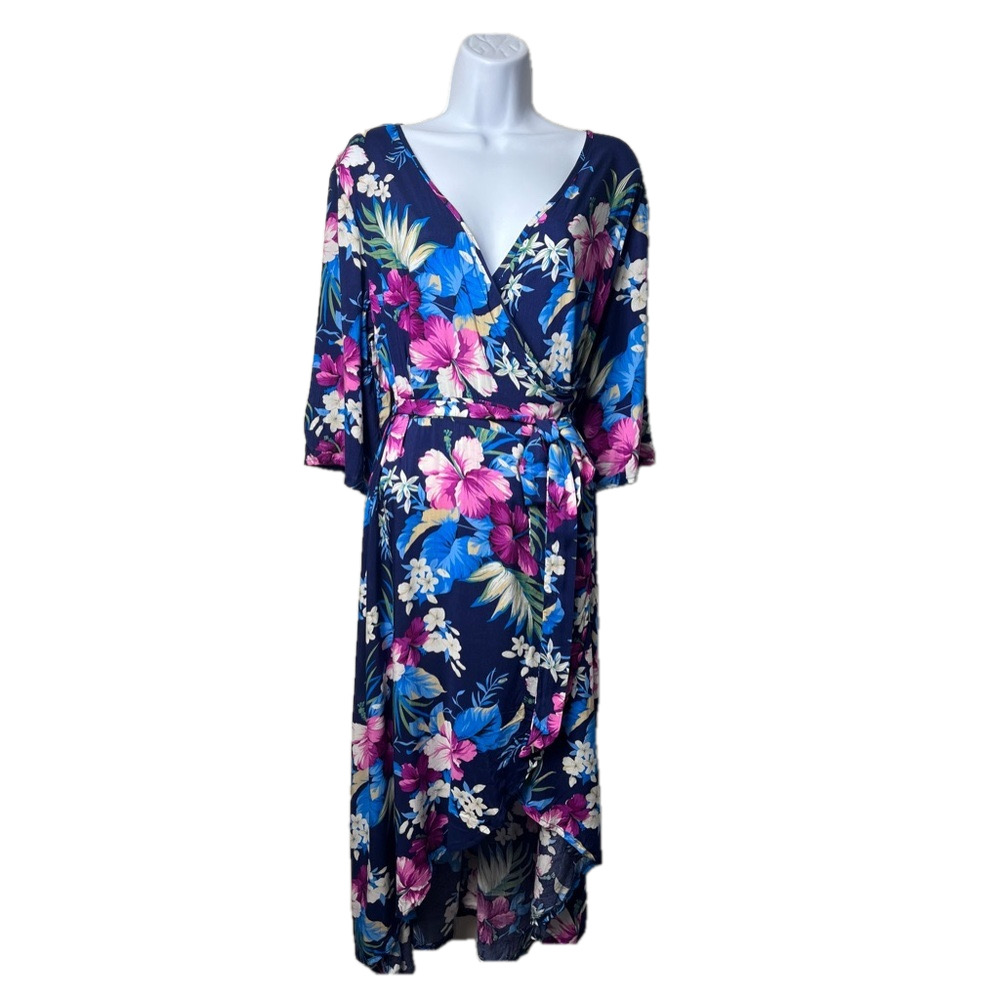 Meaneor floral wrap tie maxi dress nwt size large